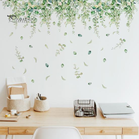 Wall Sticker Fine Workmanship Bright Color Green Plant Pattern Wall Decals for Home Living Room Decoration