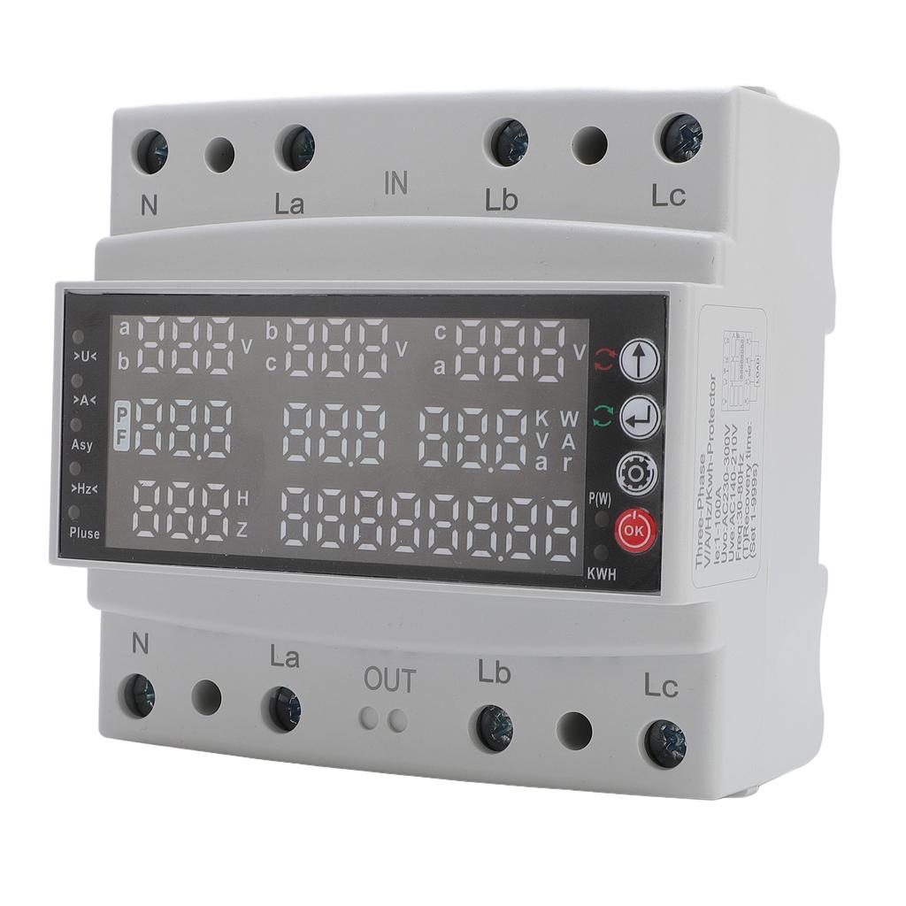 Voltage Protector, 100A 3 Phase Voltage Protective Device Multifunctional Current Protector Real Time Display High Measurement Accuracy Ove