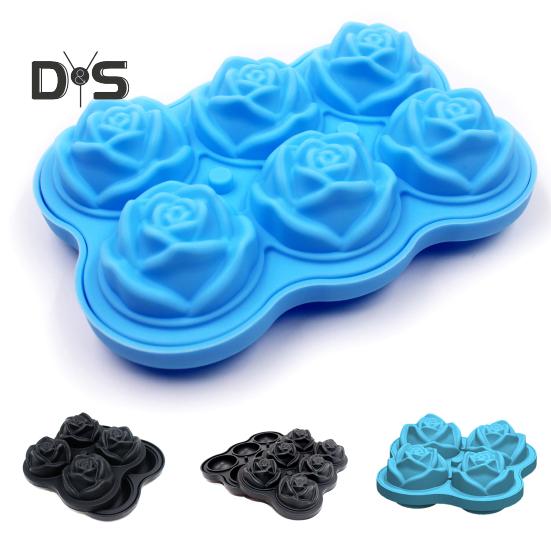 Stampo per cubetti di ghiaccio in silicone a forma di rosa Stampo per cubetti di ghiaccio anti-rovesciamento per cocktail