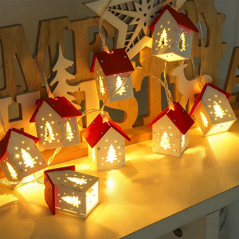1.5/2/3m LED Christmas Decoration Wood House String Light Santa Claus Christmas Trees Battery USB String Lighting for Home Decor