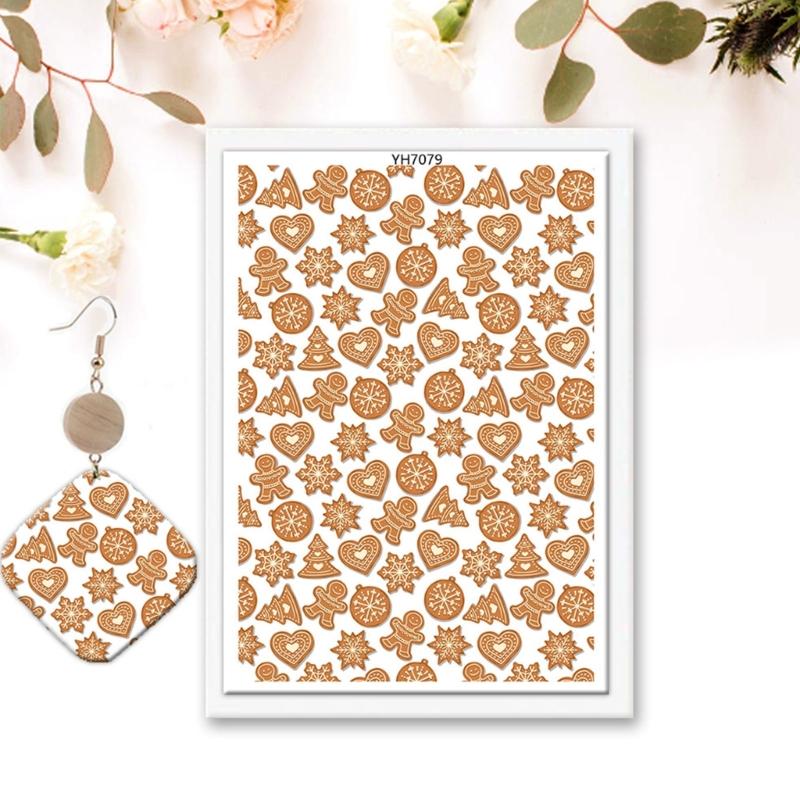 4PCS Christmas Clay Transfer Paper 95x138mm Water Soluble Paper Clay Transfer Sheets for Clay Earring Jewelry Making