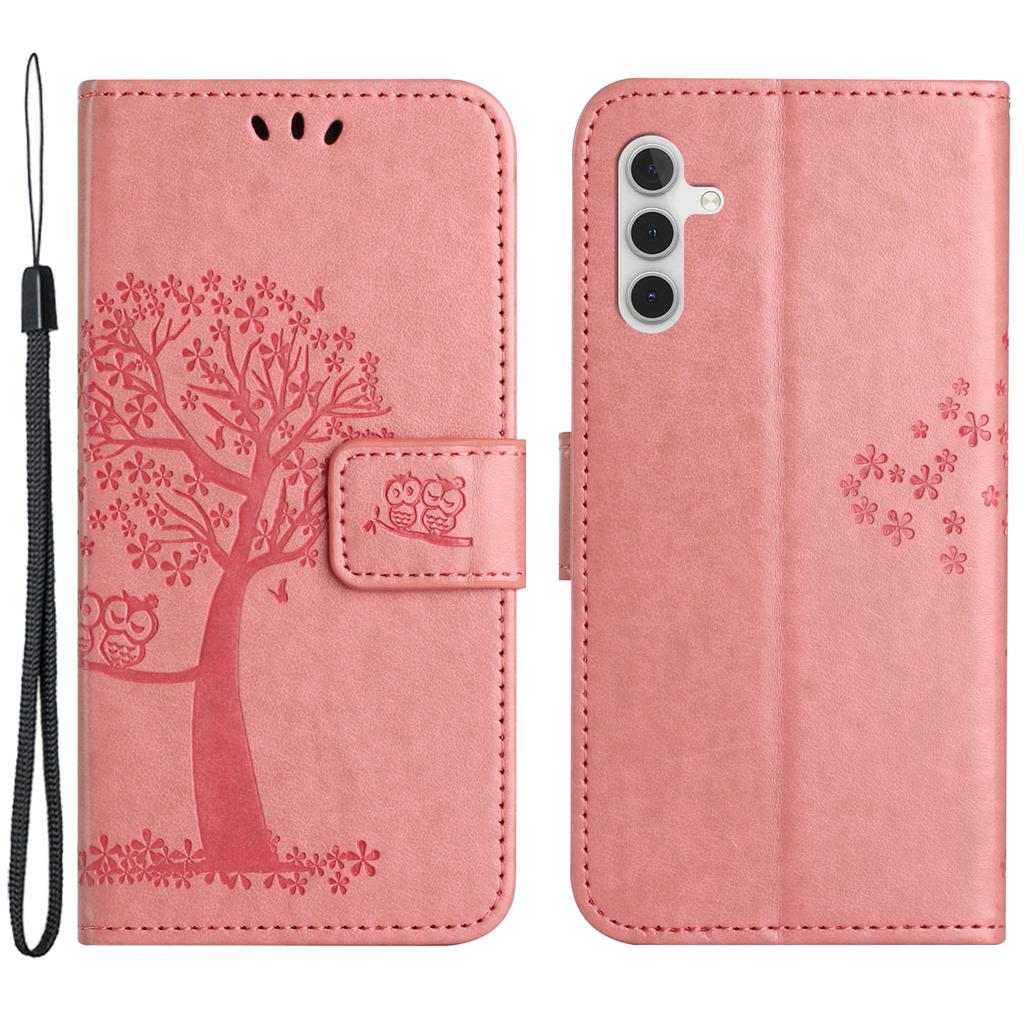 Leather Case for Samsung Galaxy M15 5G/F15 5G , Wallet Phone Cover Imprinted Owl Tree