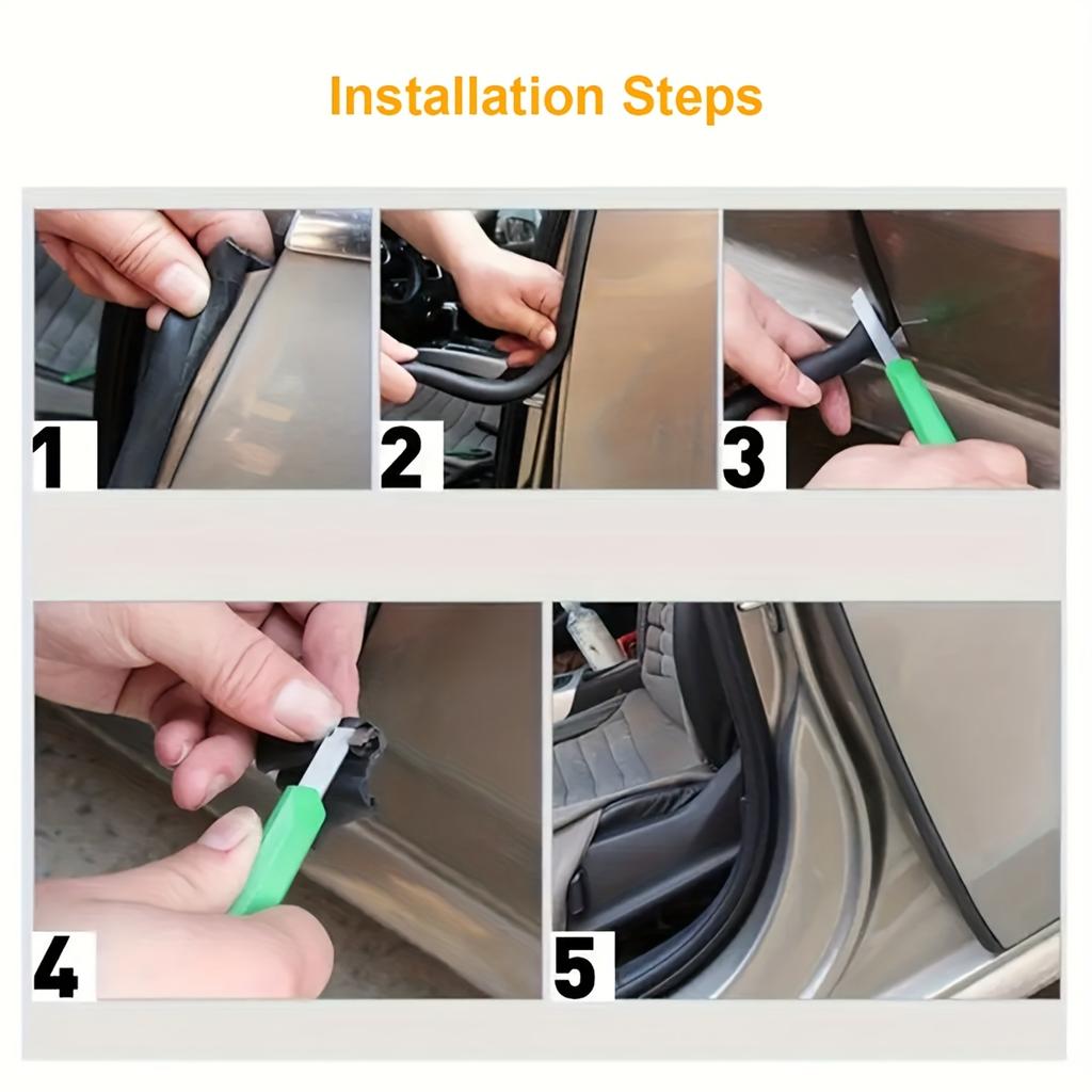 5m Gumowa Uszczelka Krawędzi Drzwi Samochodowych - Wodoodporna, Pyłoszczelna, Redukcja Hałasu, Odporna na Kolizje Taśma Uszczelniająca Krawędzie w Kształcie U dla Lepszej Ochrony Pojazdu