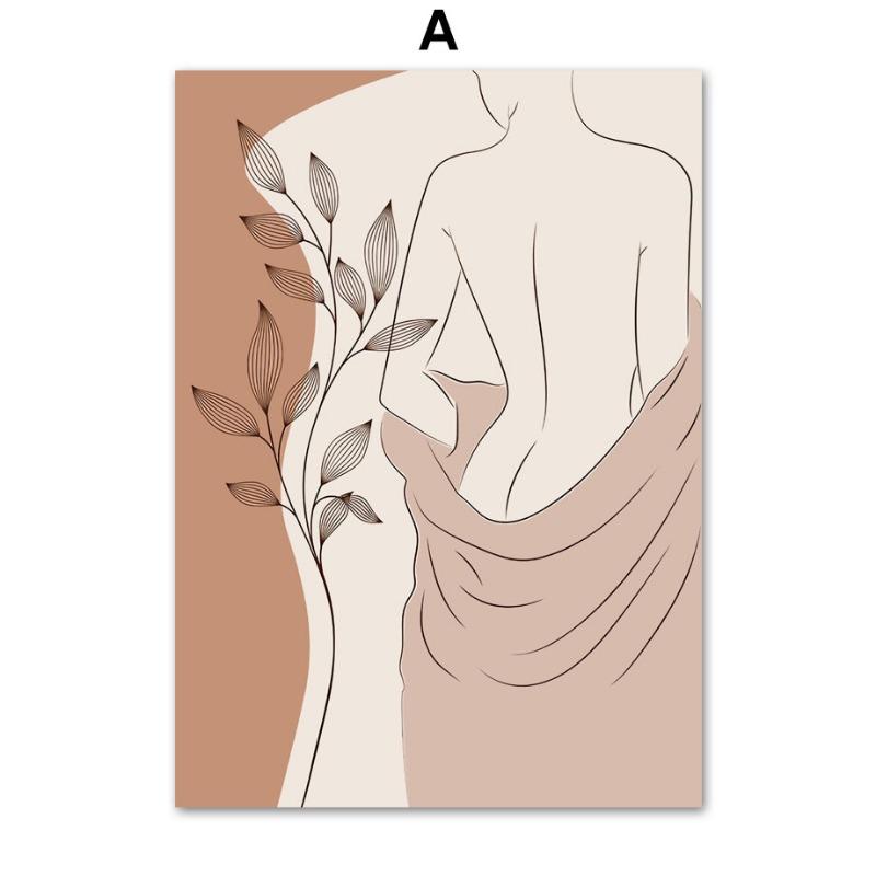 

Бохо Абстрактные Линии Девушка Лист Геометрия Настенное Искусство Холст Живопись Скандинавские Минималистичные Постеры Принты Картинки Для Декора Гостиной 21cm×30cm NoFrame