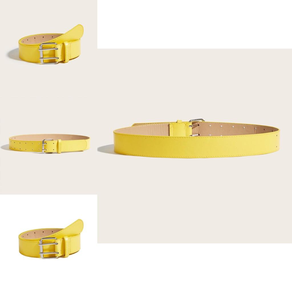Simple Solid Color Metal Square Buckle Decoration Women Belt For Casual Denim Outfits