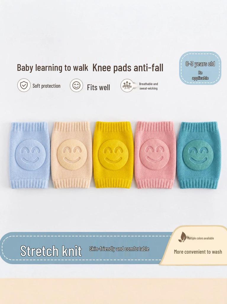 2026 Terry Baby Leg Warmers & Knee Pads with Smiley Face for Crawling and Walking
