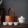 Ceramic Suet Jade Porcelain Portable Travel Tea Set White Souvenir Business Gift