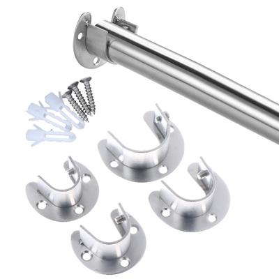 1/2Pcs Curtain Rod Tube Hook Fixed Support Bracket Seat Stainless Steel Flange Seat Wardrobe Hanger Rod Fixing Hardware Parts
