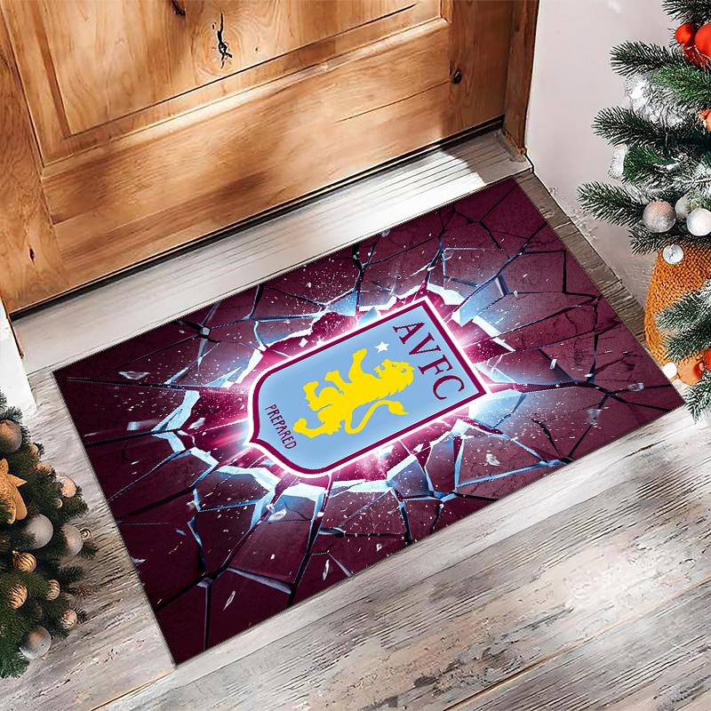 Tappeto in Velluto di Cristallo con Stampa Calcio Aston Villa, Comodo Assorbente d'Acqua Antiscivolo Tappeto per Pavimenti Interni