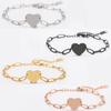 Personalized Custom Blank Heart Charms Link Bracelet Paperclip O-Shaped Chain Bracelet Stainless Steel Jewelry