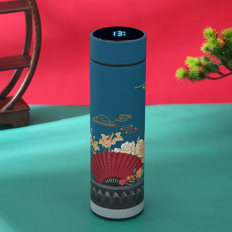Intelligent temperature measurement stainless steel thermos cup Men's business cup Creative enterprise annual meeting cup