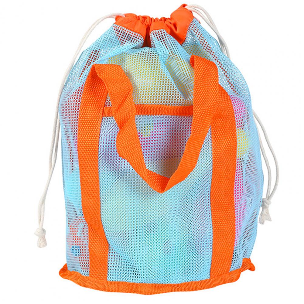 Portable Beach Bag Hollow Mesh Quick Dry Beach Tote Foldable Mesh Swimming Bag For Children Beach Toy Baskets Storage Bag