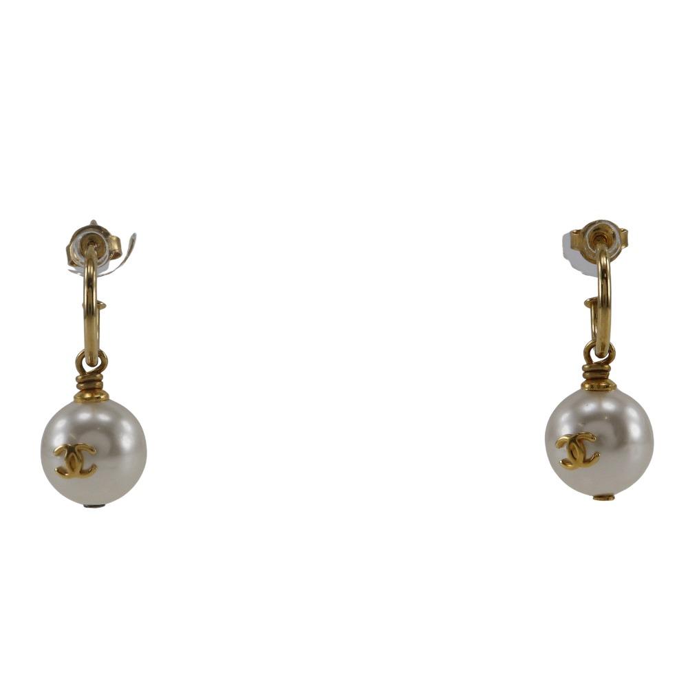 

CHANEL COCO Mark Piercing hoop Plated Gold/Fake pearl 5.8g Women Used