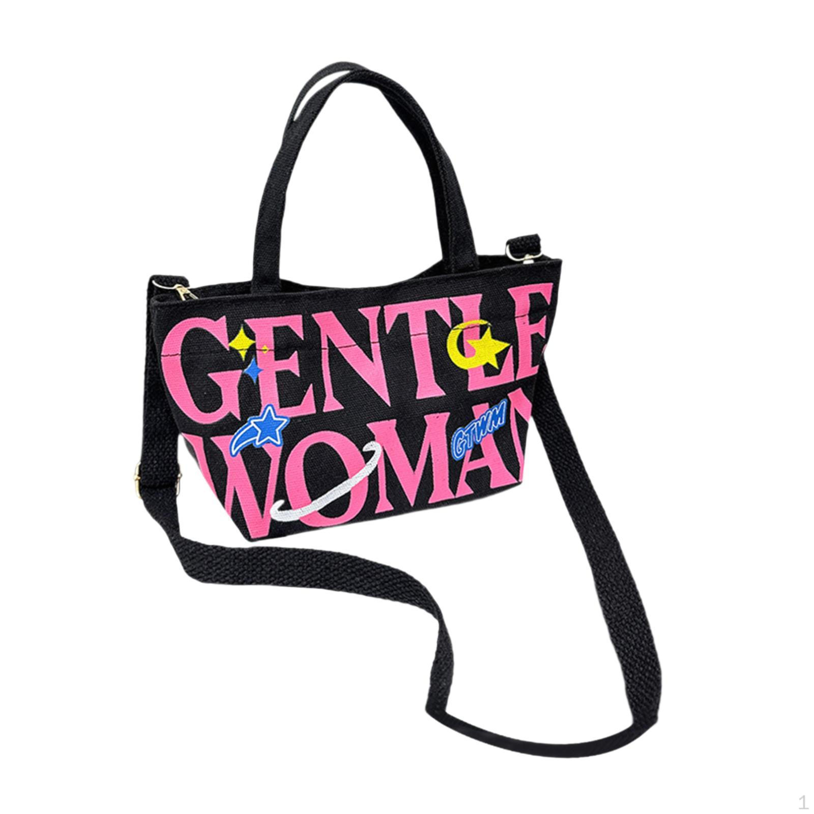 

Women Canvas Shoulder Bag Handbag for Summer Work Black No Pendant