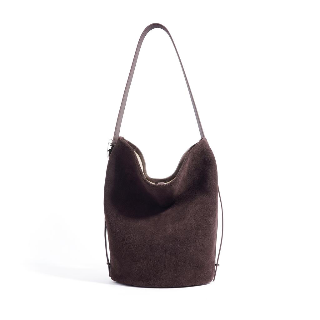 Autumn and Winter Leather Simple Retro Messenger Bag Matte Cowhide Exquisite Portable Bucket