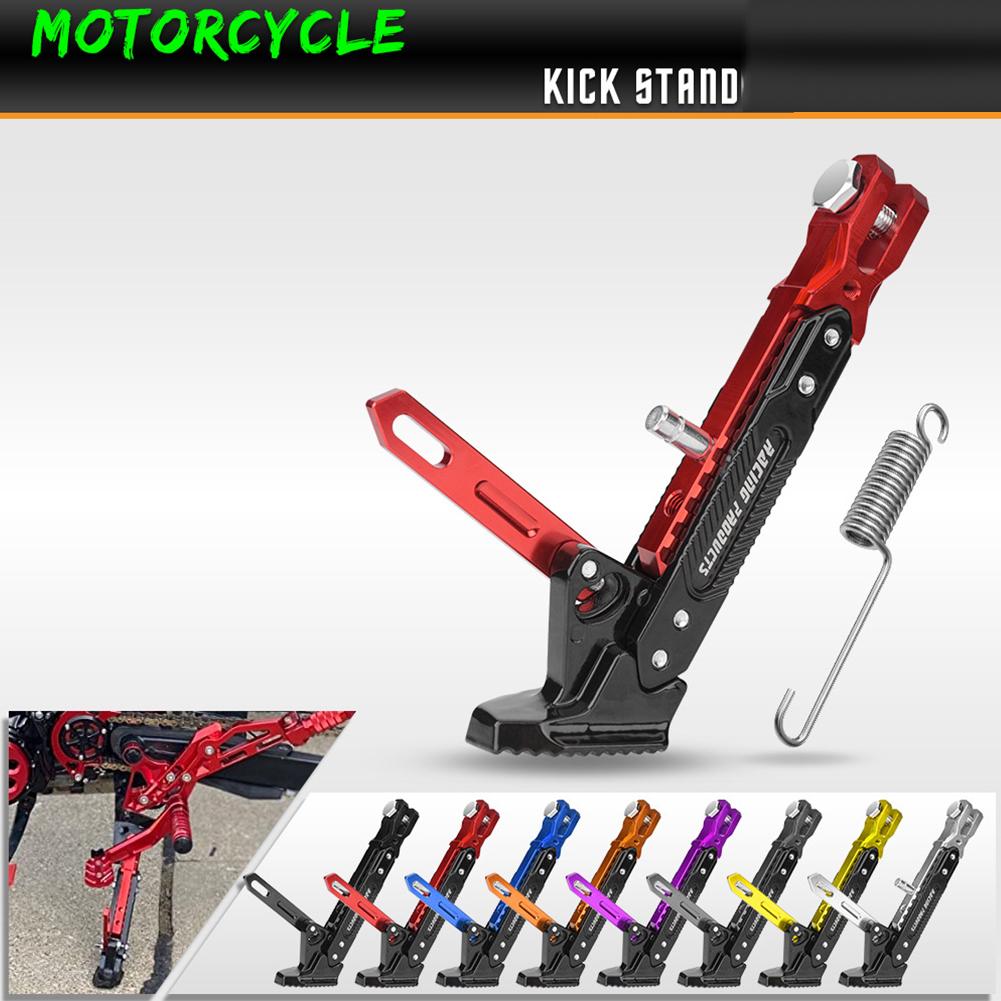 Universal Motorcycle Kickstand, CNC Aluminum Alloy Adjustable Tripod Holder Foot Side Support Stand, Parking Kickstand For Motor Scooter Motorbike