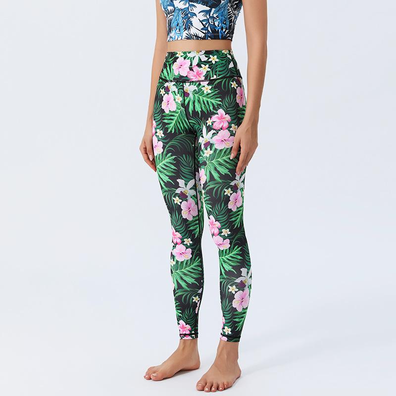 New Arrival Yoga Trousers with Floral Print Leggings High-Waisted, Form-Fitting, Buttock-Lifting Sports Fitness Trousers