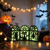 Stable Solid Wood Halloween Ornament Glow-in-the-Dark Table Decoration, Witch Ghost Silhouette Design, Party Decor Foldable Luminous Ornament,