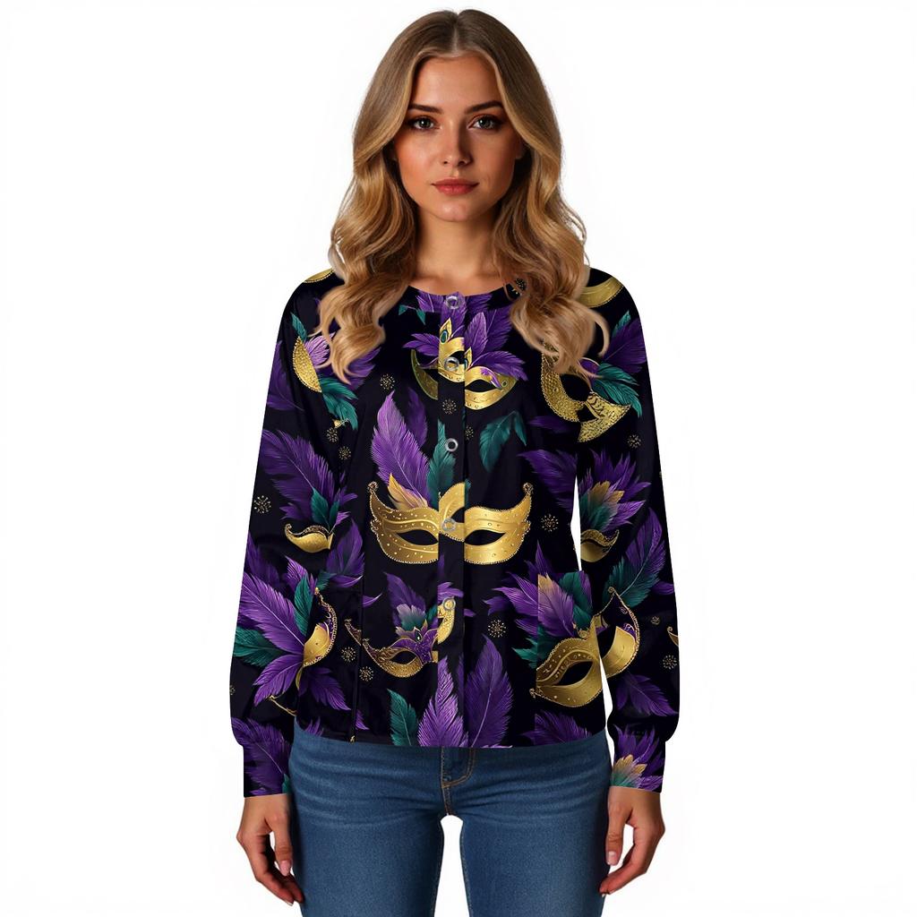 Women's Casual Long-sleeved Single-breasted Printed Protective Clothing Cardigan Top