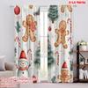 2pcs,2D Plane Printing Curtain Popular Christmas Trees Snowman Gingerbread Durable Polyester (without Rod) Outdoor Decorations