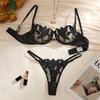 European and American Large-size Flirting Lingerie Women's Transparent Mesh Flower Embroidery Sexy Lingerie Set 31