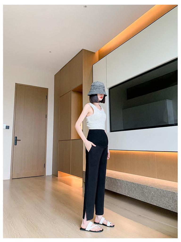 High Elastic Belly Support Maternity Slimming Straight-Leg Pants for Spring, Summer, and Autumn