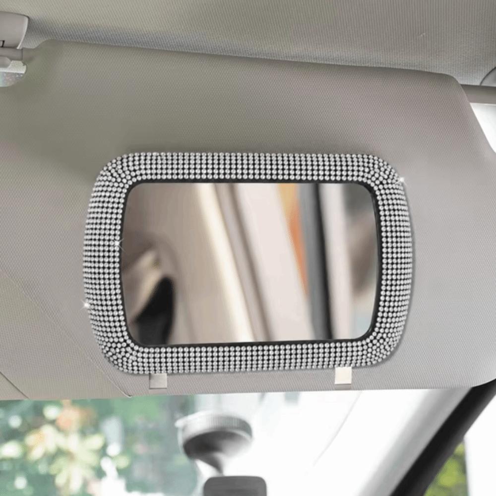 Crystal Women Makeup Mirror Rhinestone Sunshade Rear View Cosmetic Mirror Car Interior