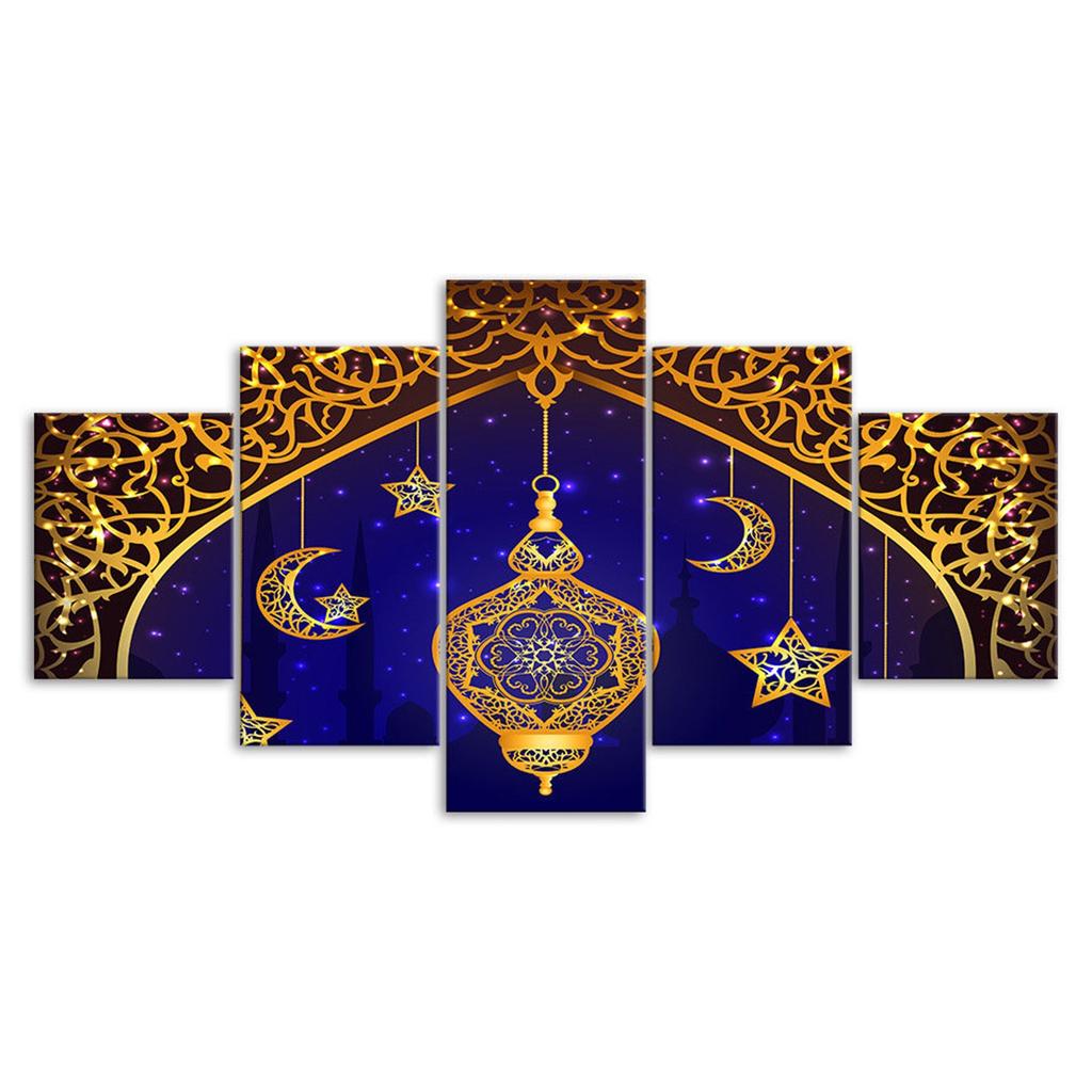 Ramadan Kareem Islamic Celebration 5 Piece Five Panel Wall Canvas Print Modern Art Poster Picture Home Decor Gift For Him For Her