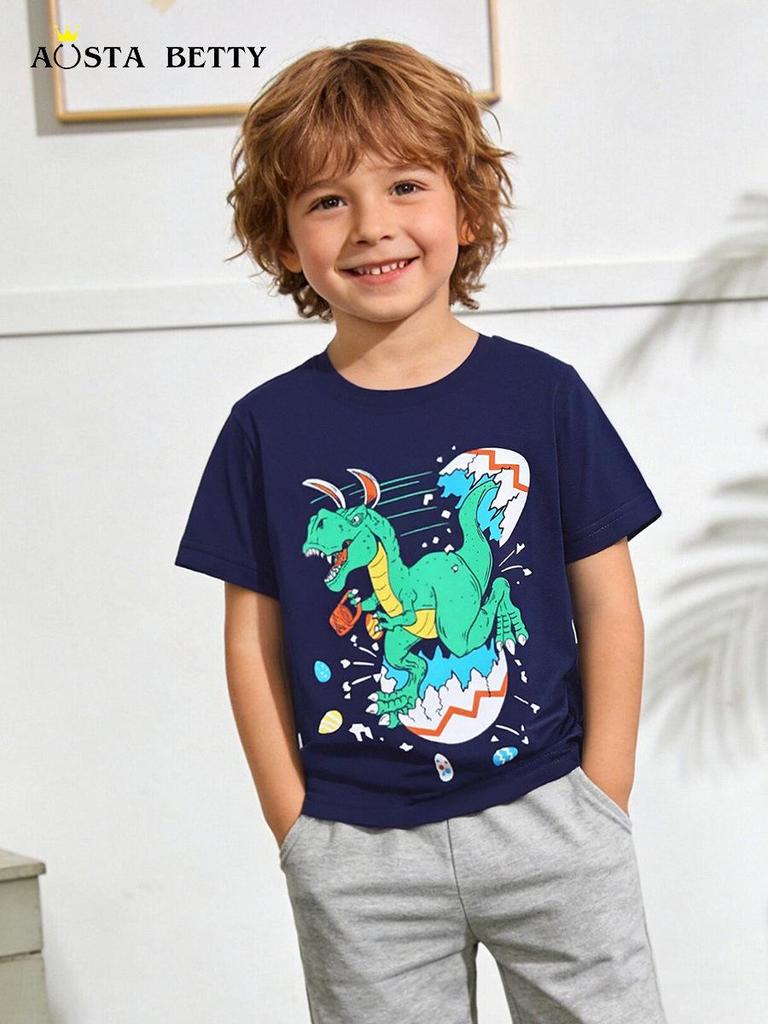 European & American Style Boys' Dinosaur Print Short-Sleeve T-Shirt