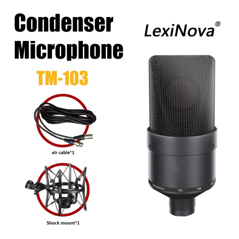 TM103 26/34mm Mic Core Condenser Microphone with Shockproof Holder Full Metal Design Cardioid Mic For Professional Recording
