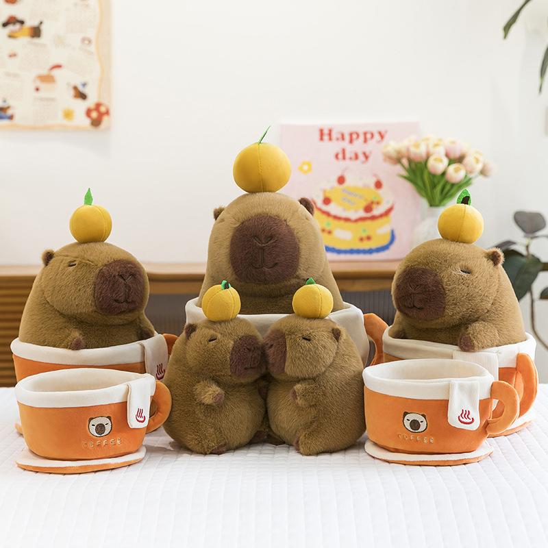 Coffee Cup Capybara Doll Cute Orange Kapibara Plush Toy Children's Gift