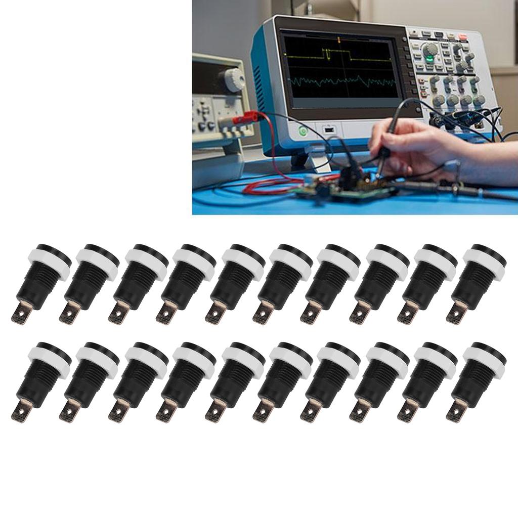 20Pcs Set Banana Socket Female Connector 4mm 0.16in Brass Terminal Stable Current for Ships RVs TrucksBlack