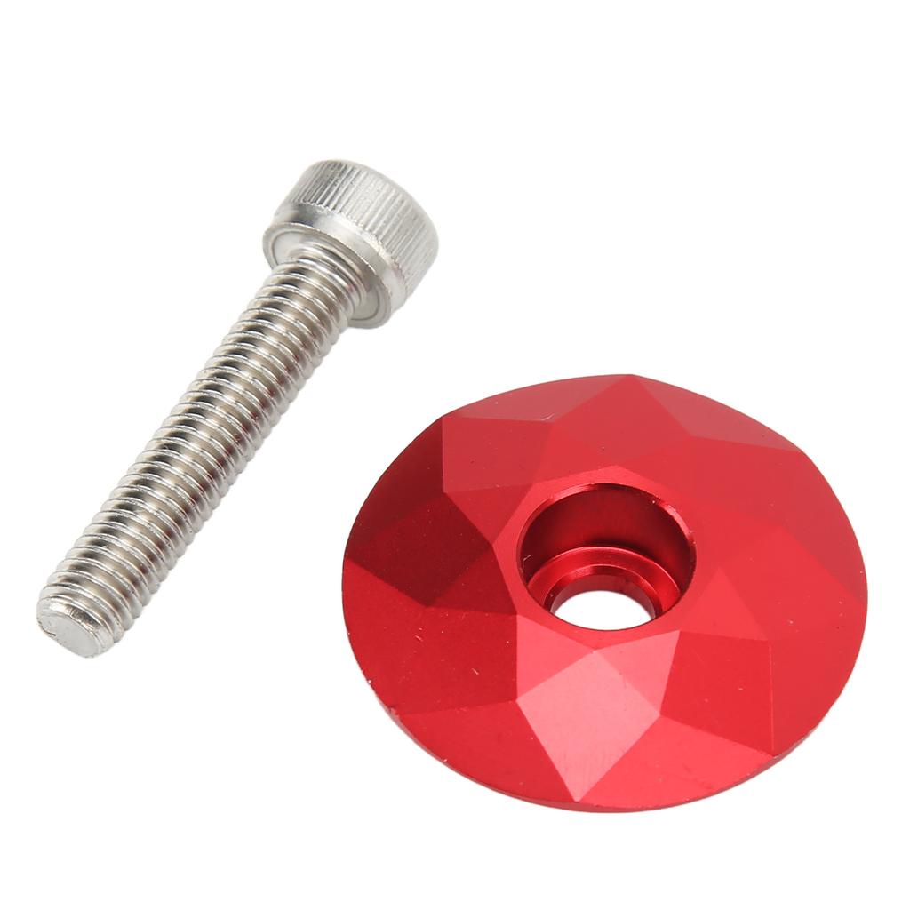 CANSUCC Aluminum Alloy Bike Stem Top Cover Pressure Resistant Bike Headset Top Cover with Screw for Cycling Red