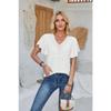 Women's Spring and Summer New Products, Lace V-neck, Ruffled Sleeves, Solid Color Loose T-shirt