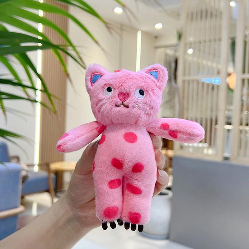 Wave Point Cat Pendant Doll Toy Keyring Bag Charm Backpack Decor Car Keys Accessories Ornament Children Plush Gift Toy
