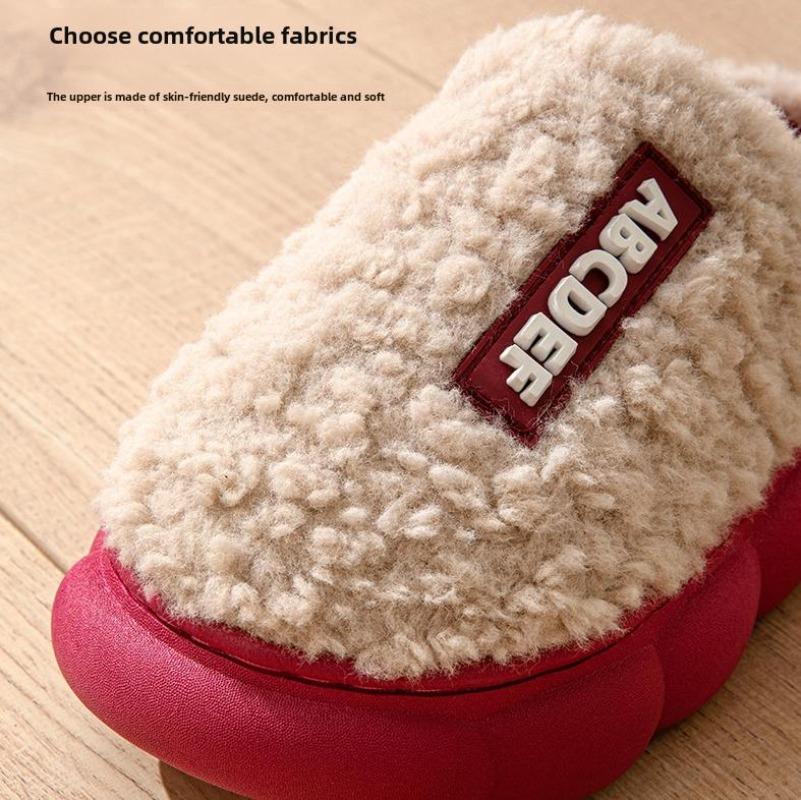 Women Slippers Winter Home Furry Slippers Color Patchwork Cotton Slippers Female Home Slippers Indoor Non-Slip Plush Slipper
