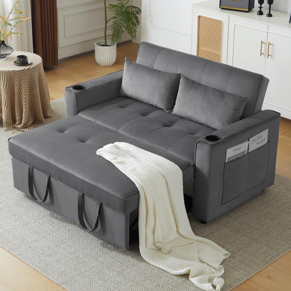 Schlafsofa Flieks, 2-Sitzer Sofa mit Bettkasten, Verstellbarer Rückenlehne