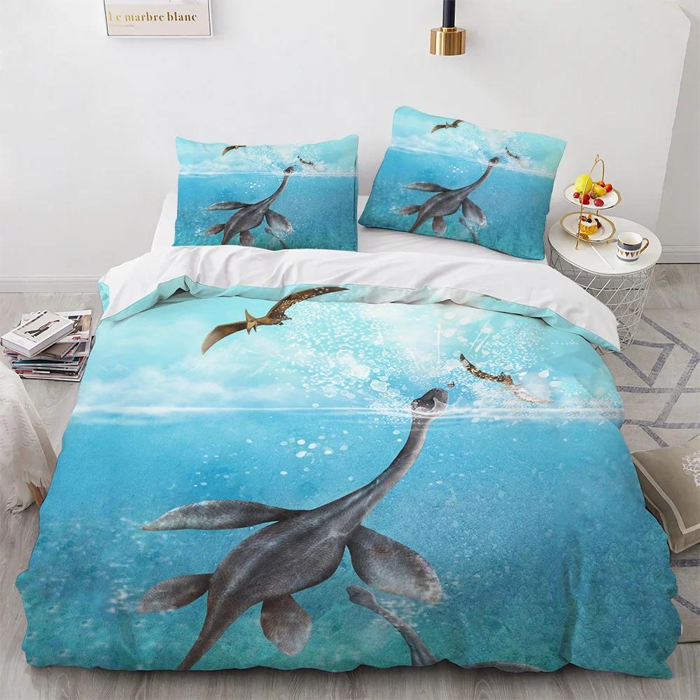 Dinosaur Duvet Cover Set King Queen Size For Kids Boys Girls Polyester Bedding Set Cartoon Wild Animals Pattern Comforter Cover