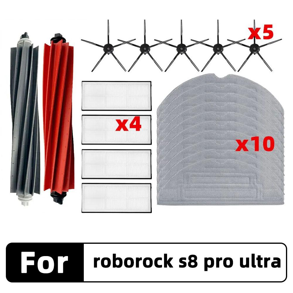 Compatible for Roborock S8 Pro Ultra, G20 A6900RR Main Side Brush Hepa Filter Mop Cloth Dust Bag Spare Parts Accessories