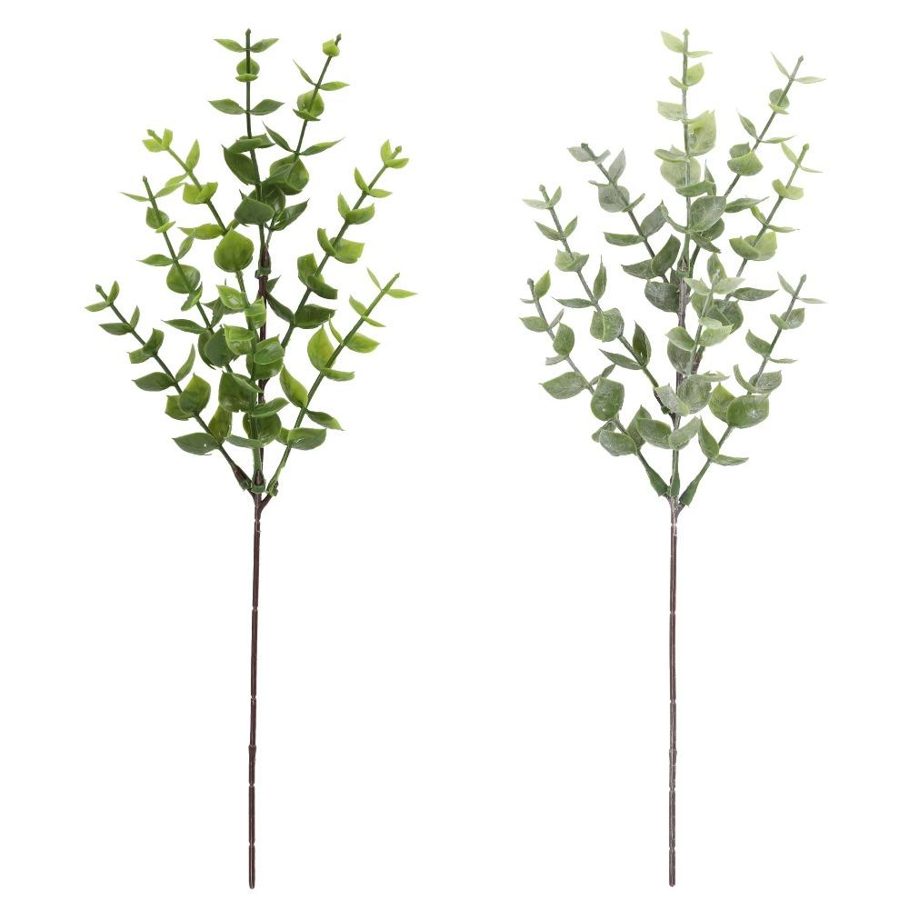 New 12pcs/lot Artificial Plant Branch Plastic Eucalyptus Leaves Wedding Garden Decor Home Living Room Table Green Decoration