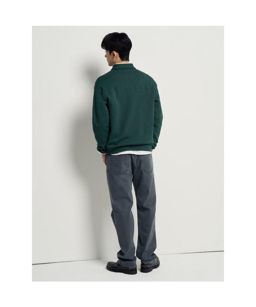 Binpolmen Solid Collared Neck Sweatshirt Green