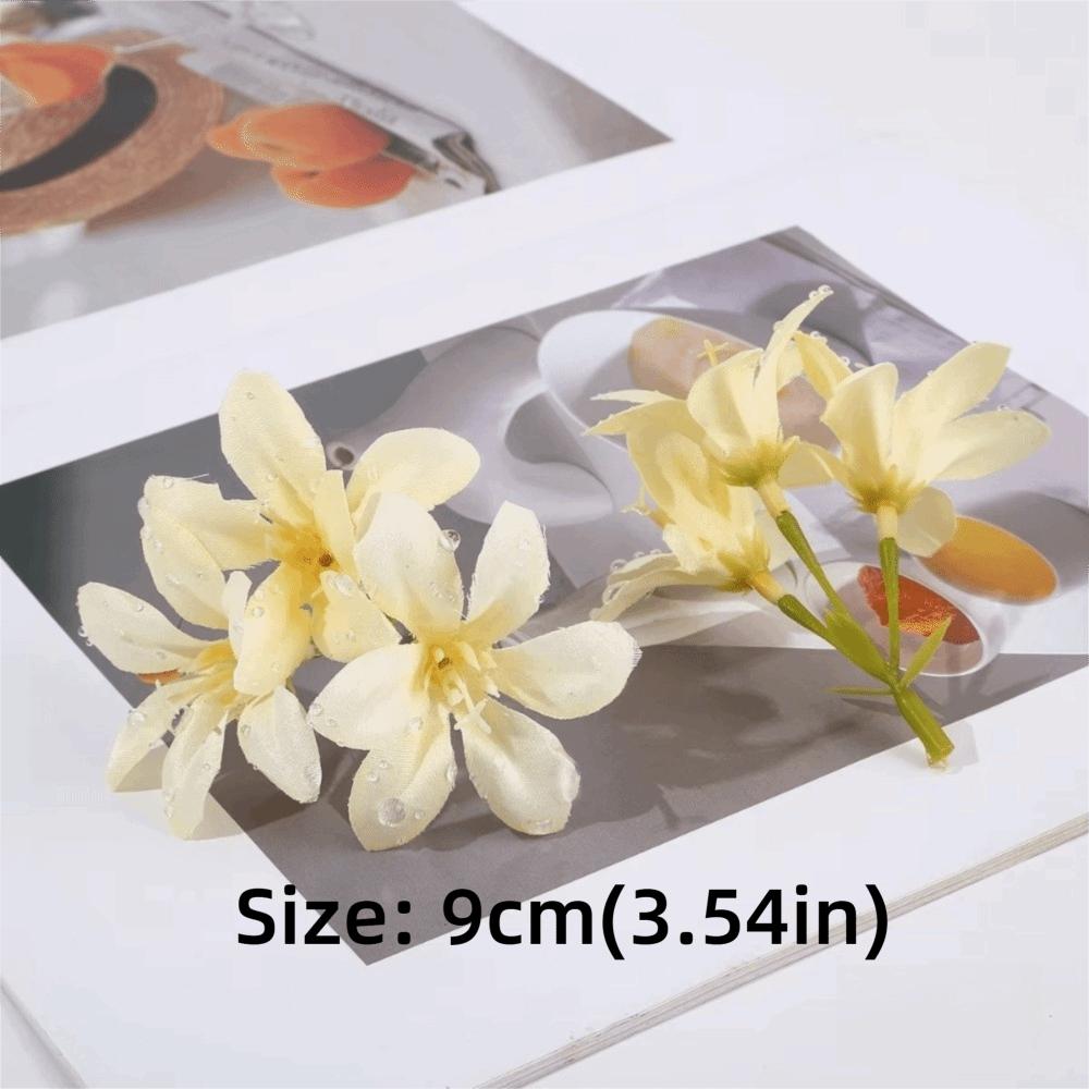 10Pcs Dew Drops Artificial Flowers Realistic Flower Arrangement Simulated Trident Flower Fake Flower DIY Home Decor