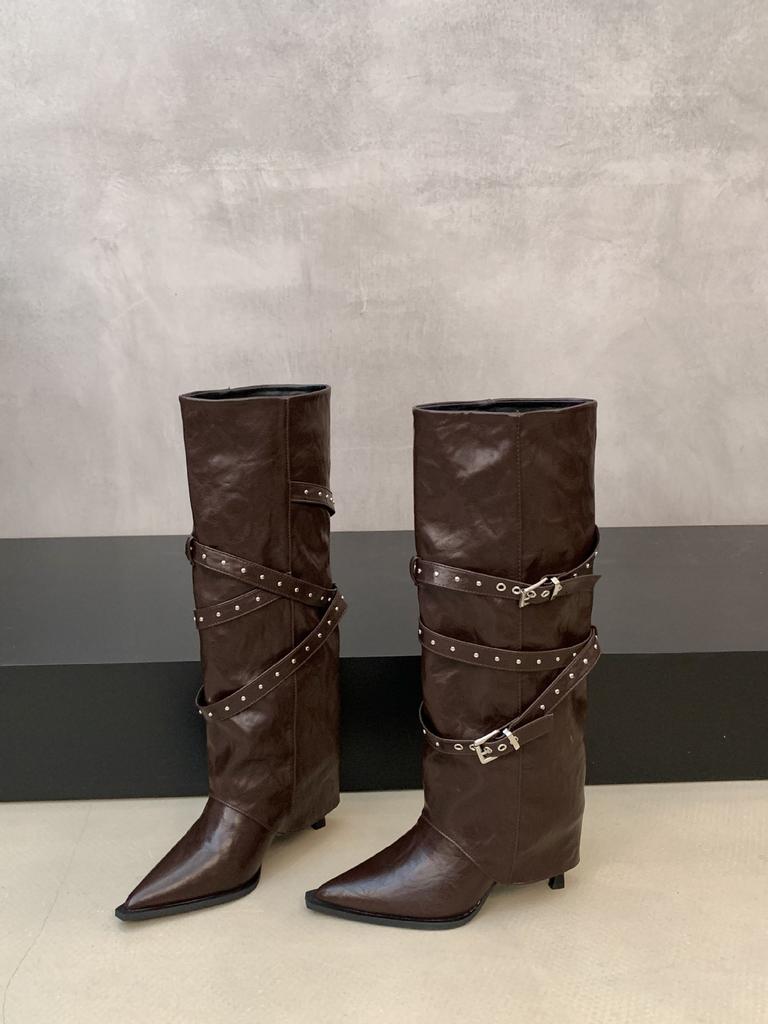 But knee boots women's pointed boots, new high-heeled boots in autumn and winter 2025, Spice Girls stiletto pants boots