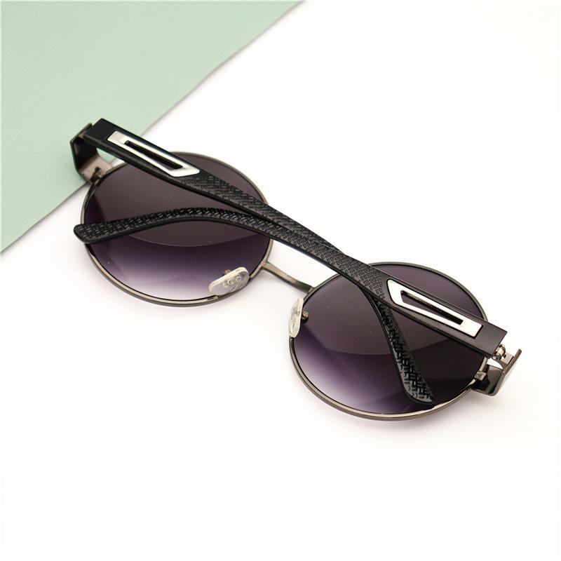 Round Retro Sunglasses Men'S Sunglasses Trendy Eyes Prince Glasses Personalized Sunshade Metal Frame Round Frame Black