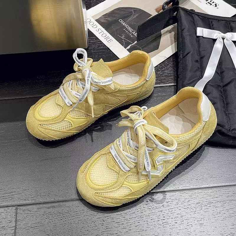 Leder-Mesh Innenhöhe erhöht Deutsche Trainingsschuhe Damen 2025 Frühling und Sommer neue Schnürsenkel atmungsaktiver Fuß klein Sport Forrest Gum