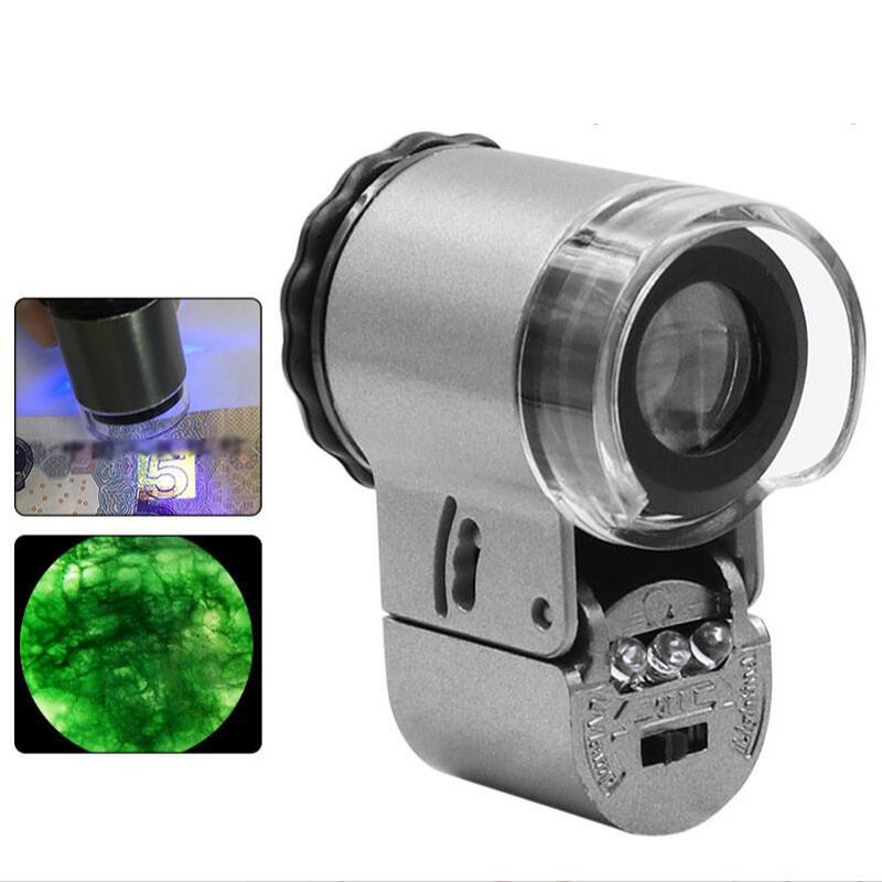 

50X Portable Folding Magnifier with Louver Illumination Handheld Mini Pocket Microscope for Glass Jewelry Coins Stamps Antiques Pack of 1