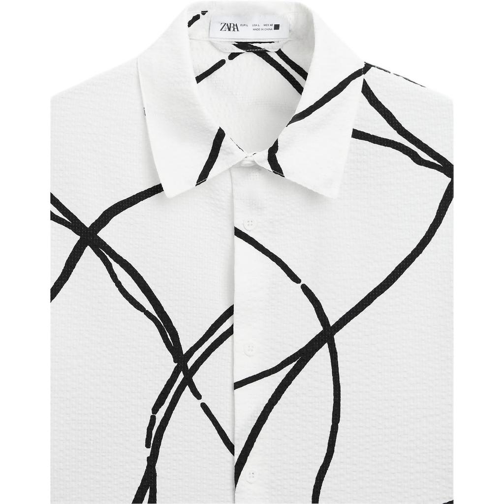Zara Abstract Minimalist Loose Short Sleeve Shirt Men shirts 7380574-020