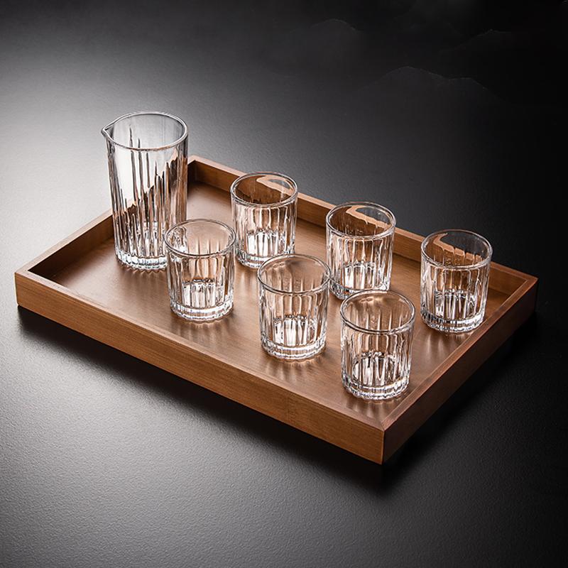 6pcs Set Diamond Painting Glass Spirits Cup Wine Glass Cup Whiskey Engraved Goblet Home Bar Drinkwares Transparent Wedding Gifts