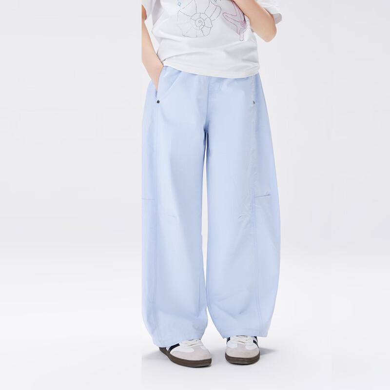Girl's Rivet Detail Curved Leg Cotton Casual Pants