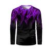 Fashion multi-color flame print men's long-sleeved T-shirt personality funny T-shirt retro street loose trend T-shirt